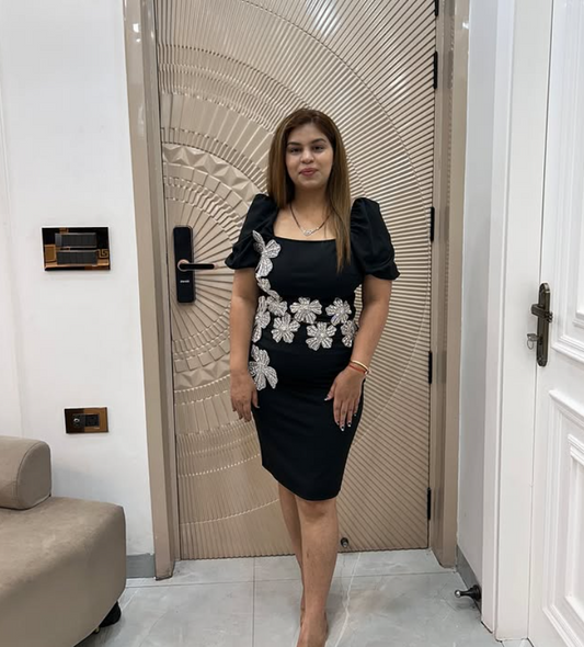 Skirt and Top Cordset with Rhinestone Flowers